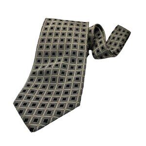 Alexander Julian Colours Men's Black Silver & Gold 100% Silk Tie 60" x 4" #215